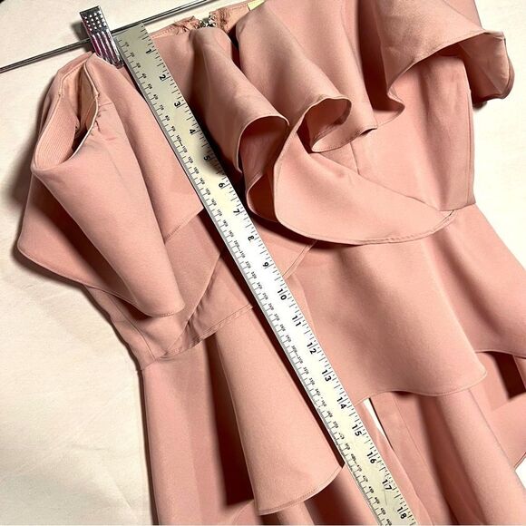 nWOt Hello Miss Women's Large Off Shoulder High Low Pink Ruffle Blouse - Picture 5 of 11